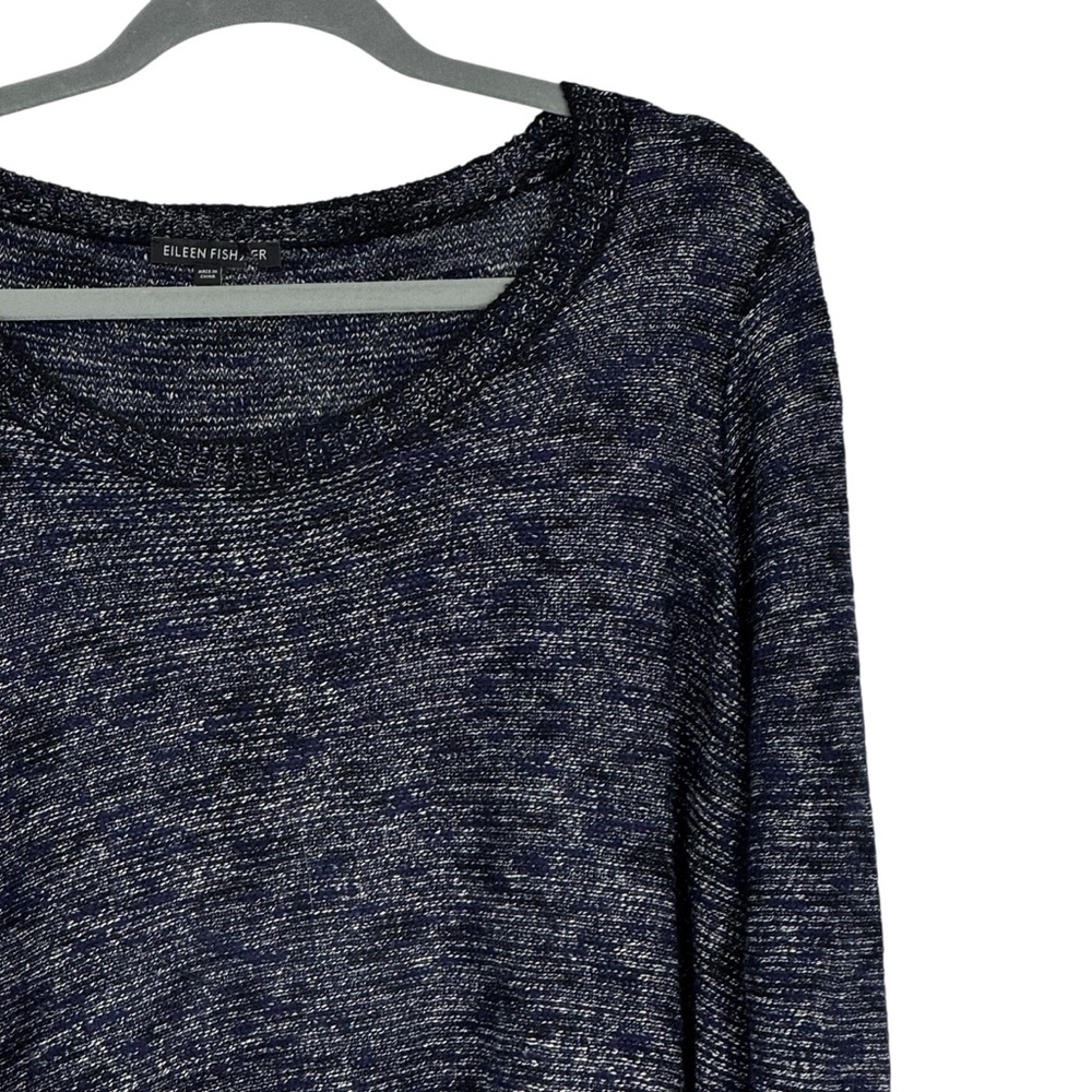Women’s Eileen Fisher Size 1X Blue/White Linen/Viscose/Nylon Tunic LL Sweater - Picture 4 of 11